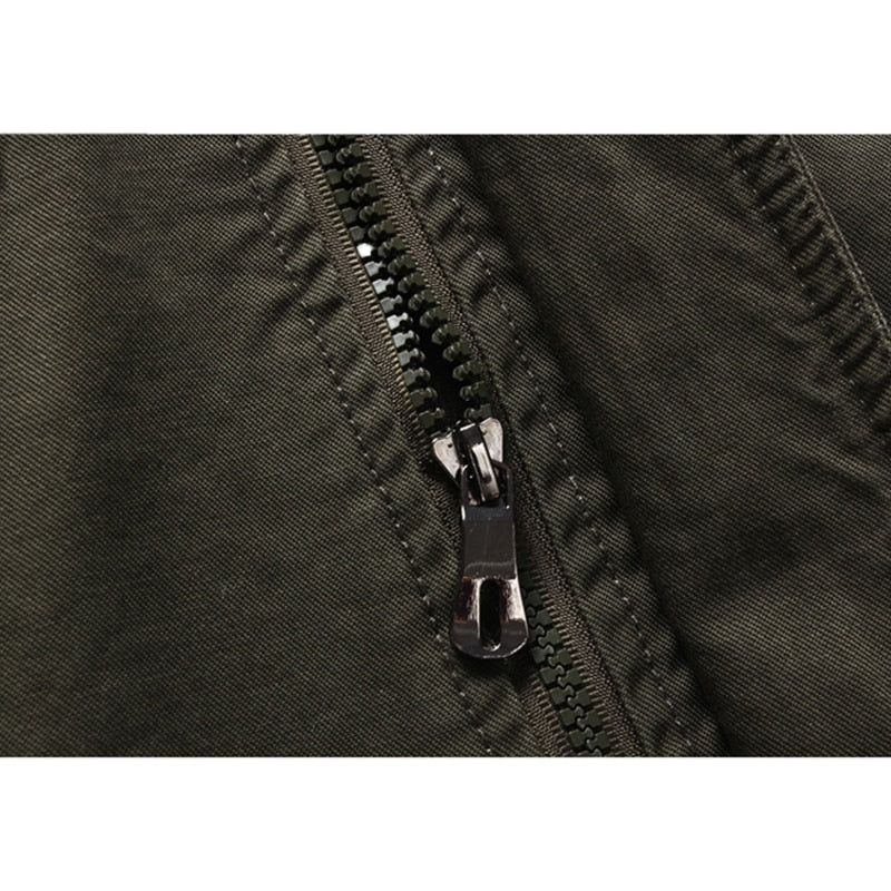 Olive Green Modern Military Zip-Up Jacket for Men | Fitted Casual Outerwear