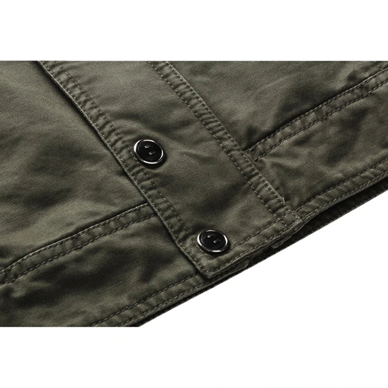 Olive Green Modern Military Zip-Up Jacket for Men | Fitted Casual Outerwear