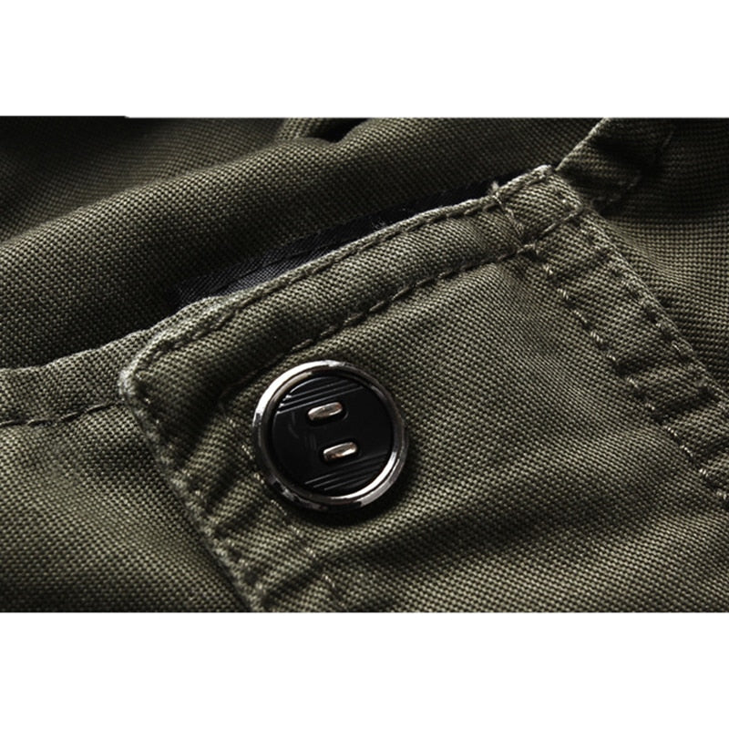 Olive Green Modern Military Zip-Up Jacket for Men | Fitted Casual Outerwear