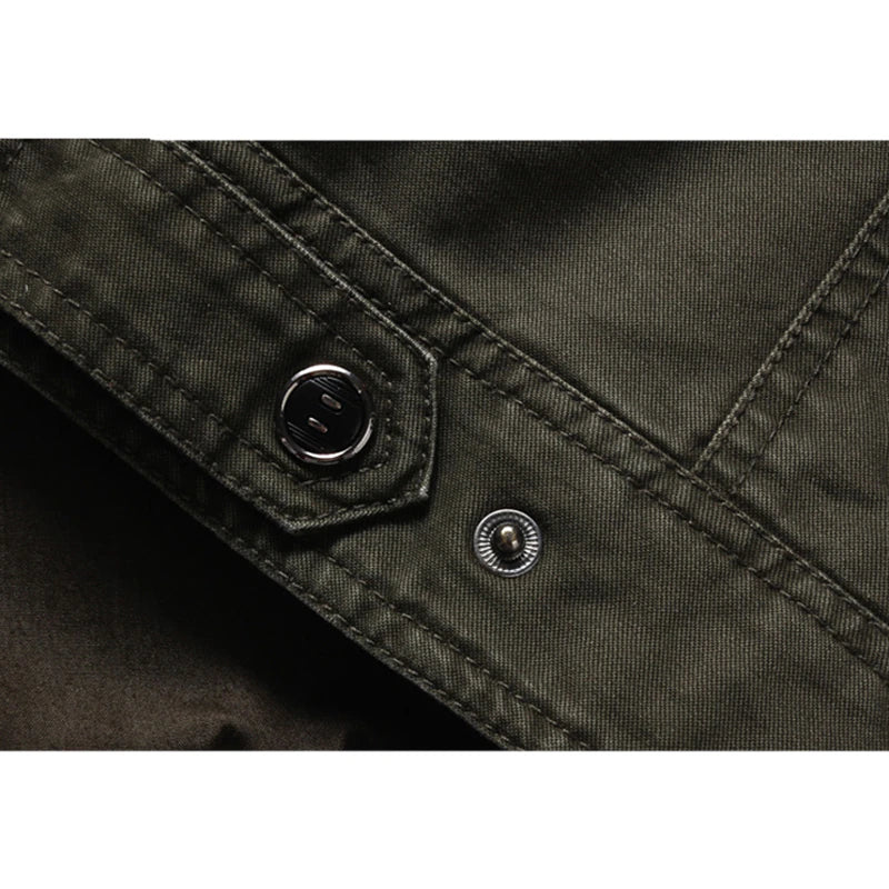 Olive Green Modern Military Zip-Up Jacket for Men | Fitted Casual Outerwear