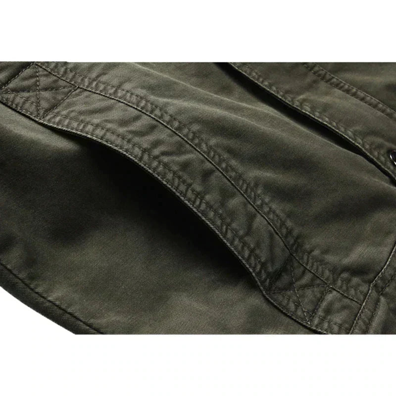 Olive Green Modern Military Zip-Up Jacket for Men | Fitted Casual Outerwear