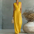 Wide-Leg Wrap V-Neck Jumpsuit for Women | Summer Occasion