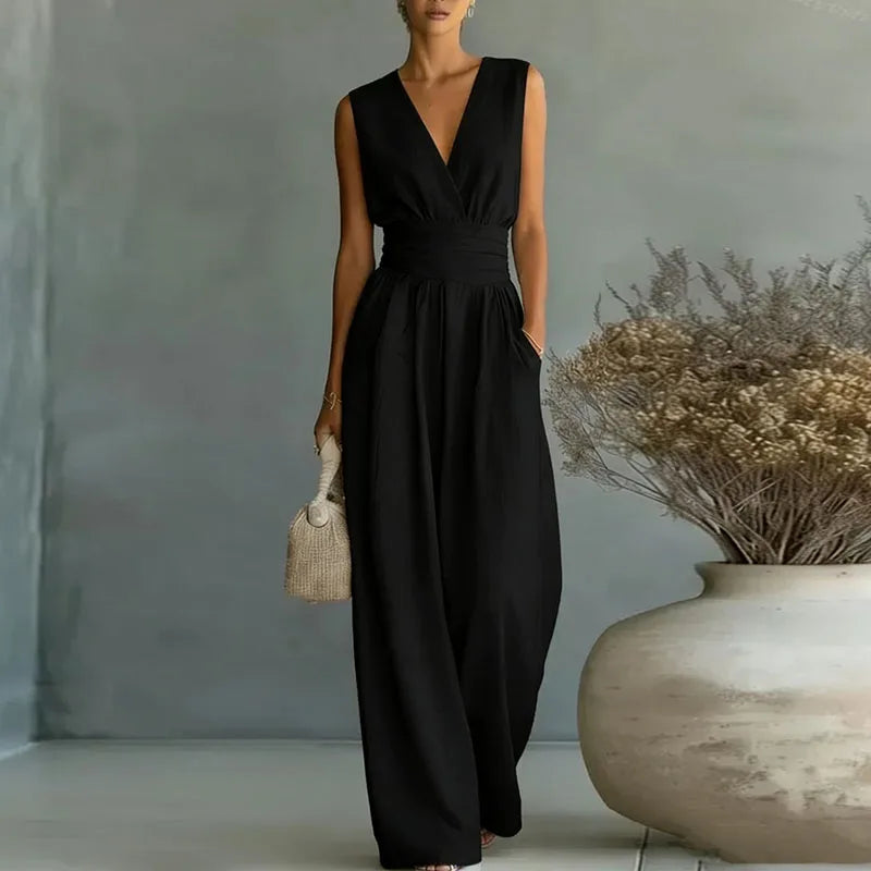 Wide-Leg Wrap V-Neck Jumpsuit for Women | Summer Occasion