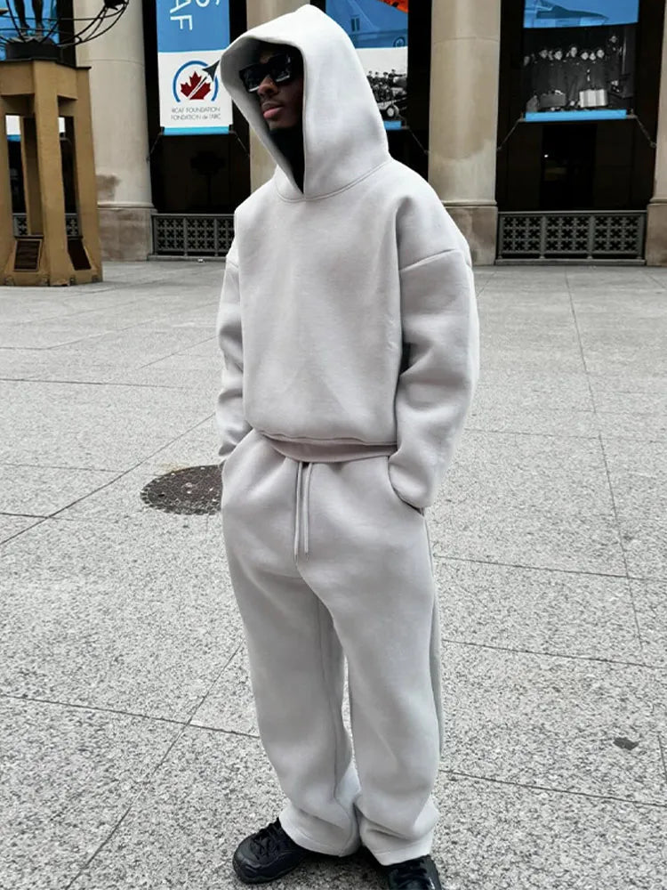 Long Sleeve Zip Jacket and Elastic Waist Jogger Pants Tracksuit Set for Men