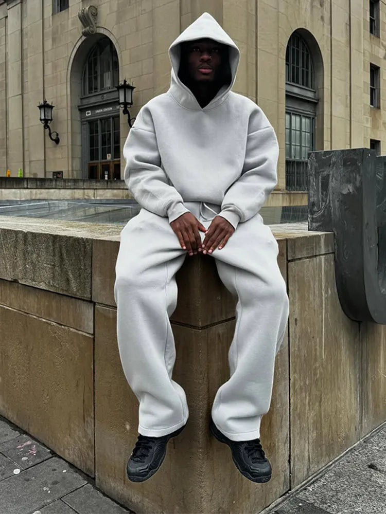 Long Sleeve Zip Jacket and Elastic Waist Jogger Pants Tracksuit Set for Men