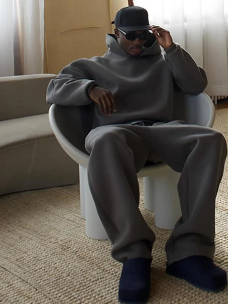 Long Sleeve Zip Jacket and Elastic Waist Jogger Pants Tracksuit Set for Men