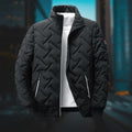 Black Quilted Padded Zip Up Winter Jacket for Men | Cold Weather Outerwear