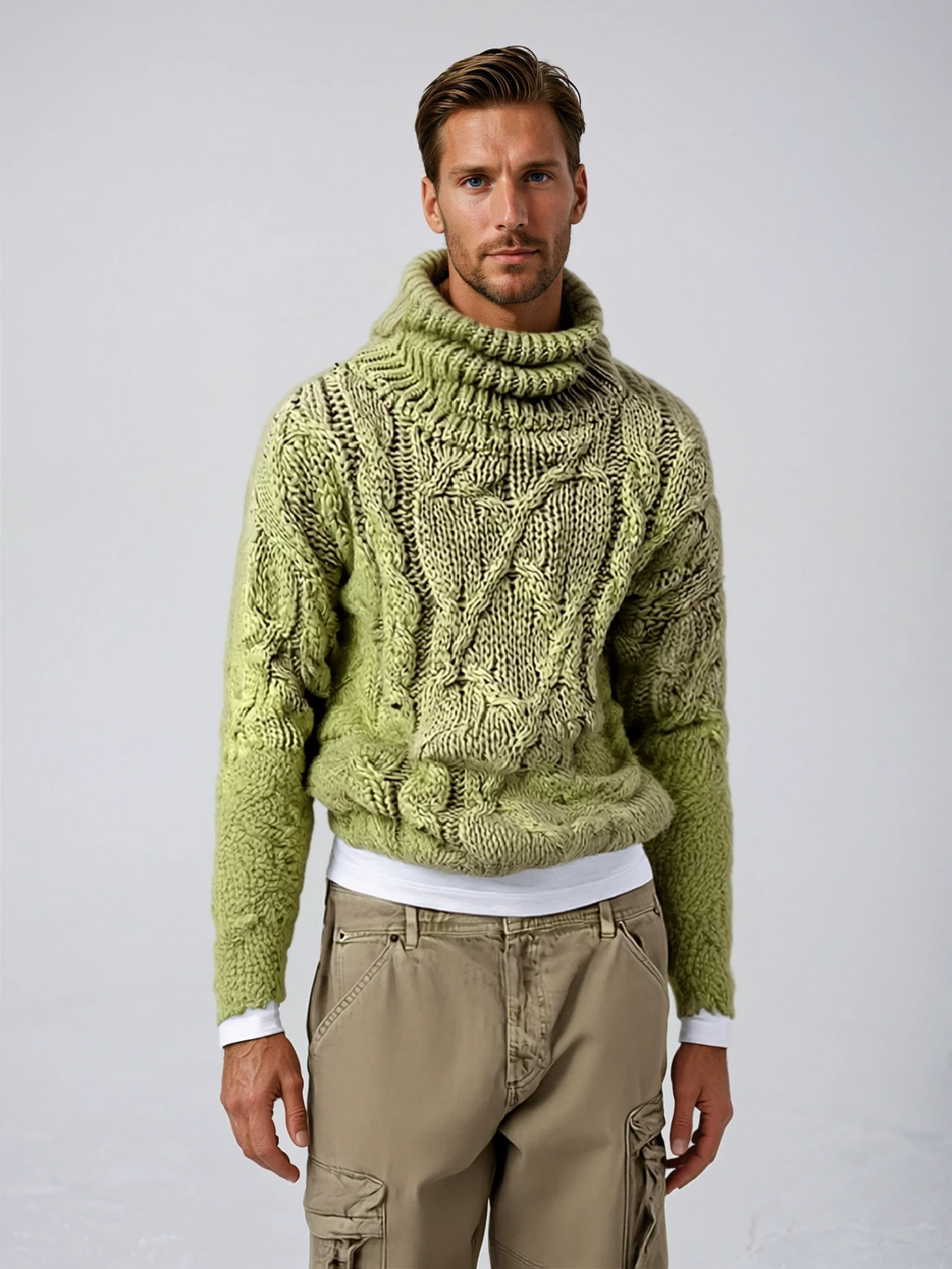 Men's Sweater™ with Cable Knit and Turtleneck