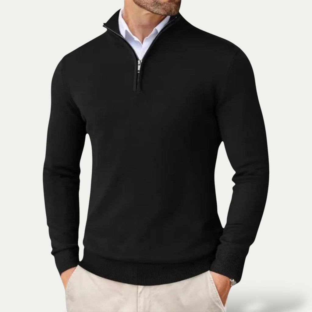 Men's Pullover with Zipper and Long Sleeves for Casual Style