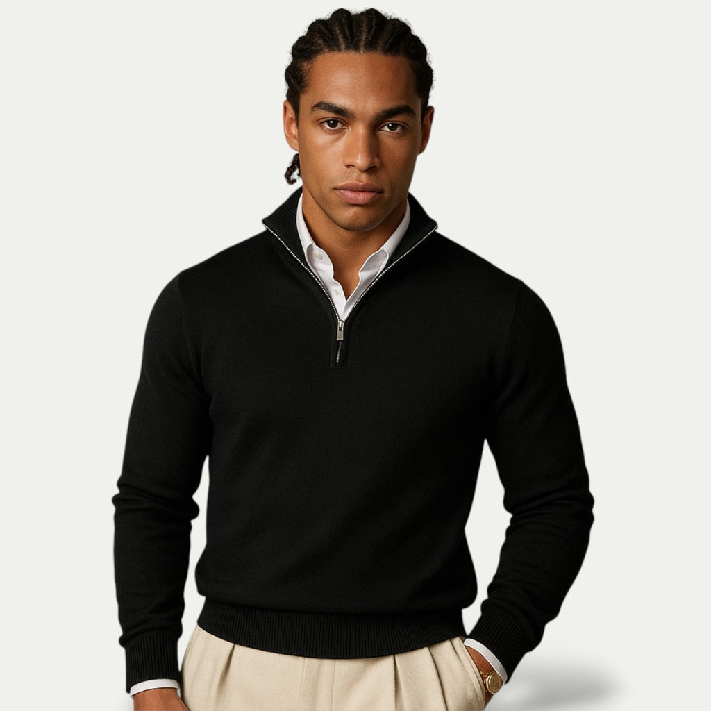 Men's Pullover with Zipper and Long Sleeves for Casual Style