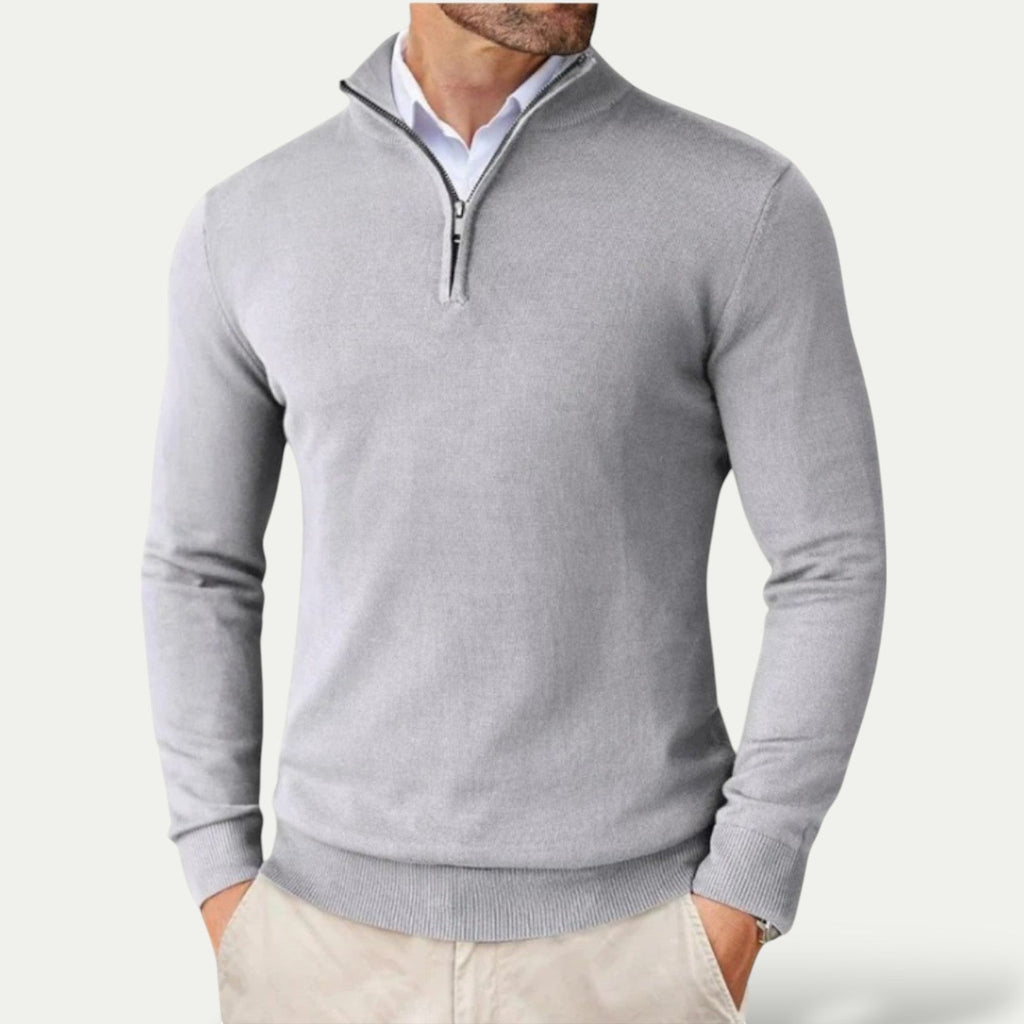 Men's Pullover with Zipper and Long Sleeves for Casual Style