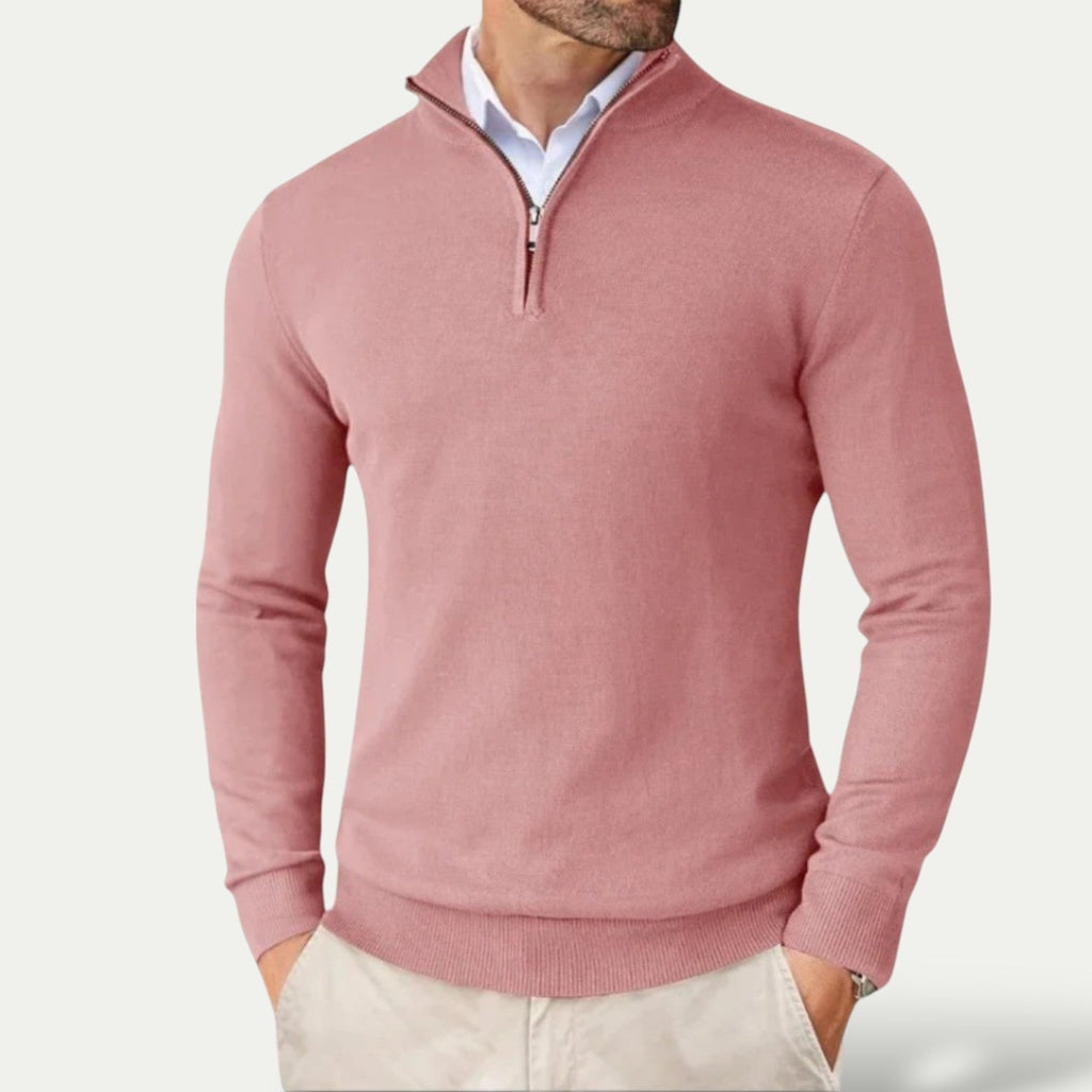 Men's Pullover with Zipper and Long Sleeves for Casual Style