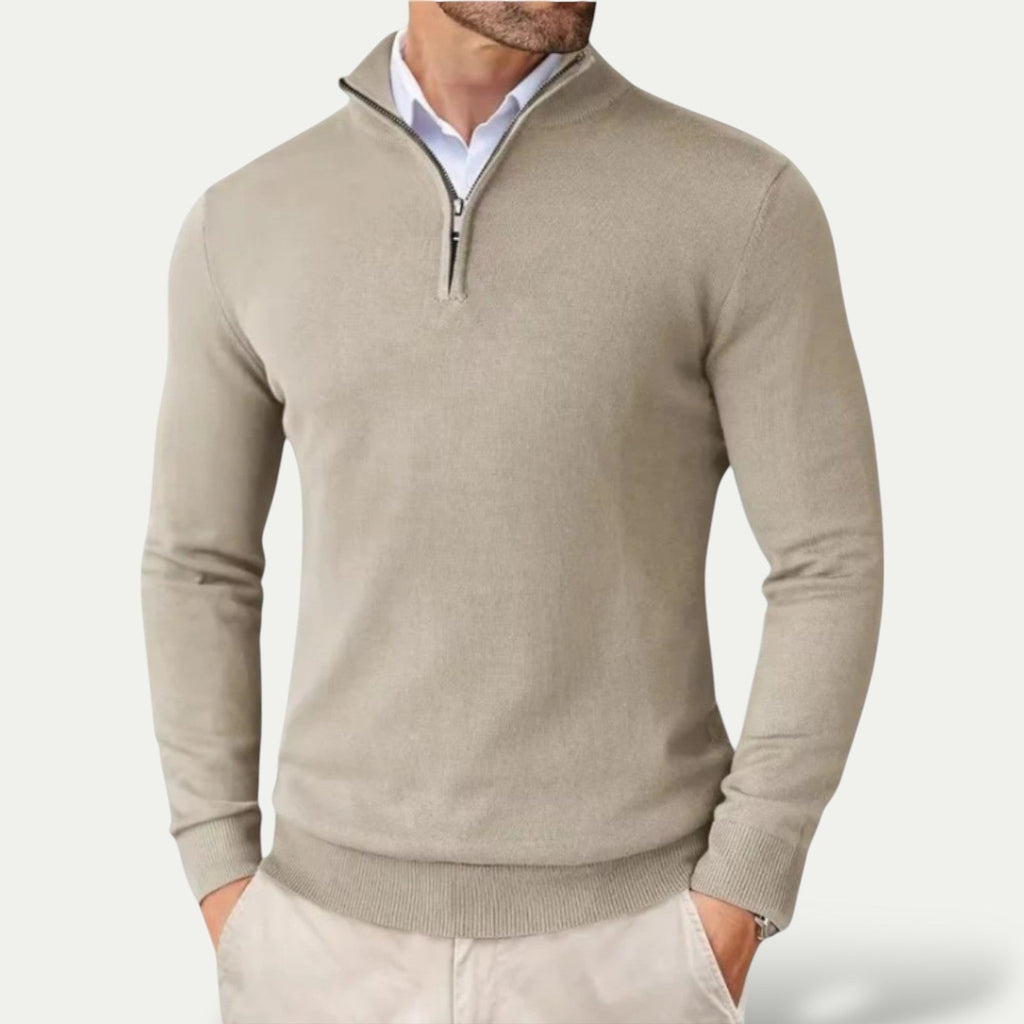Men's Pullover with Zipper and Long Sleeves for Casual Style