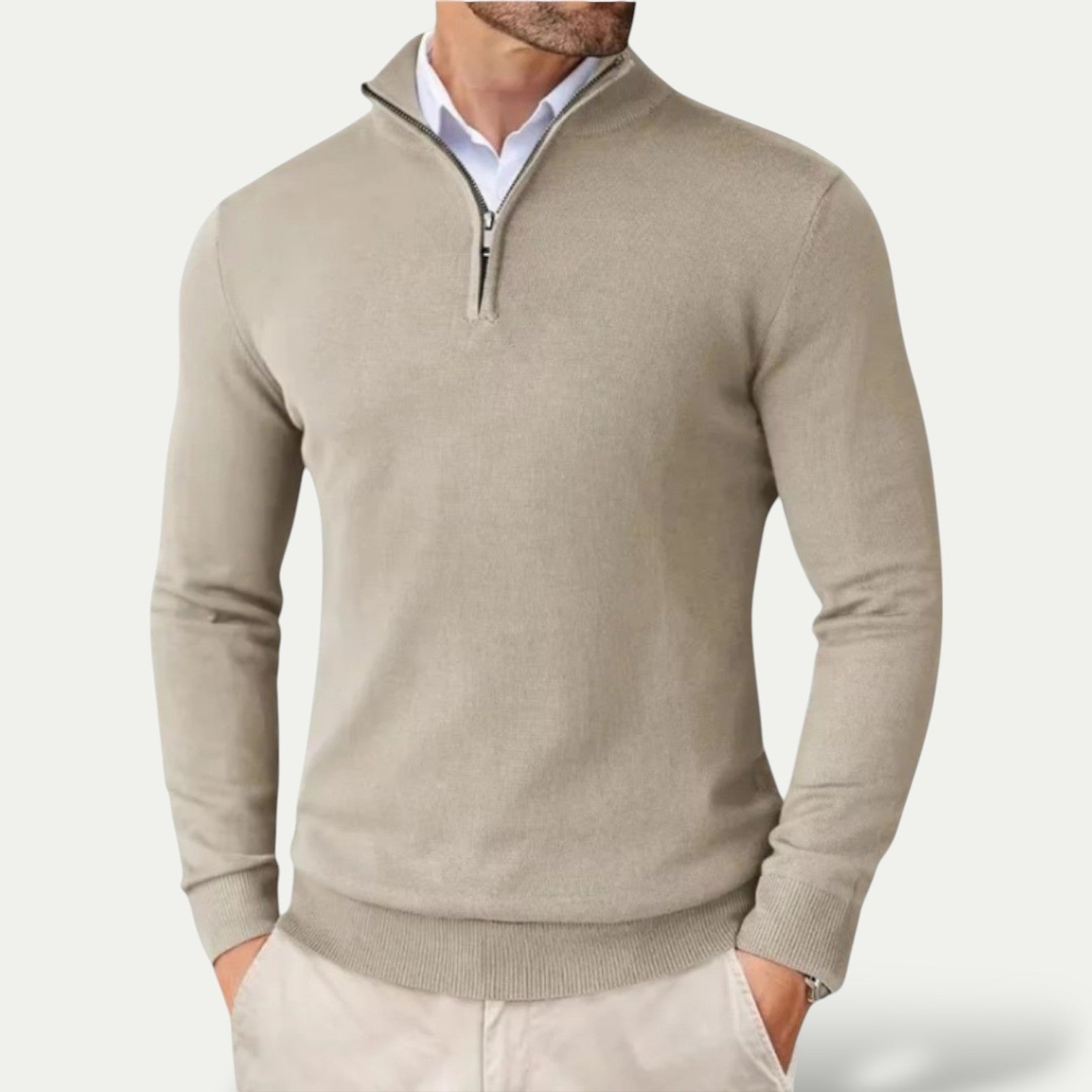 Men's Pullover with Zipper and Long Sleeves for Casual Style