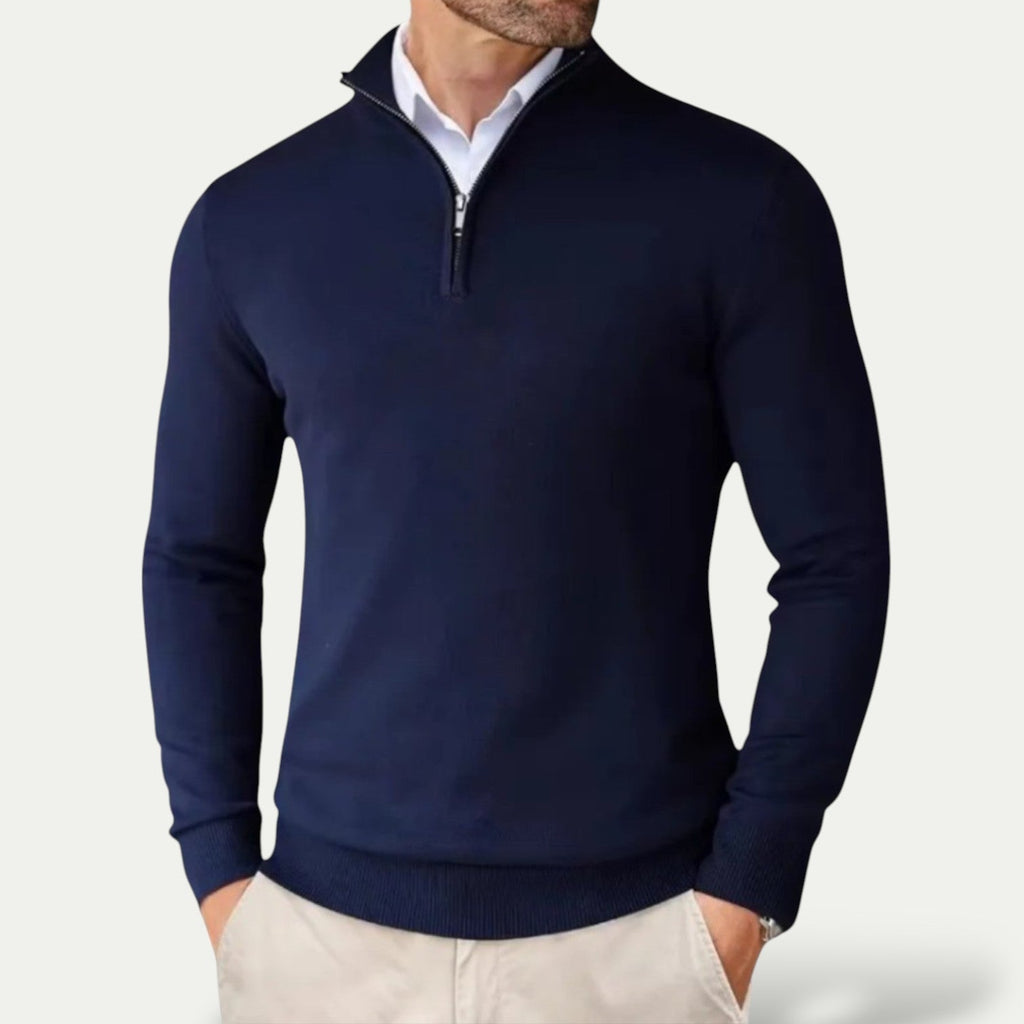 Men's Pullover with Zipper and Long Sleeves for Casual Style