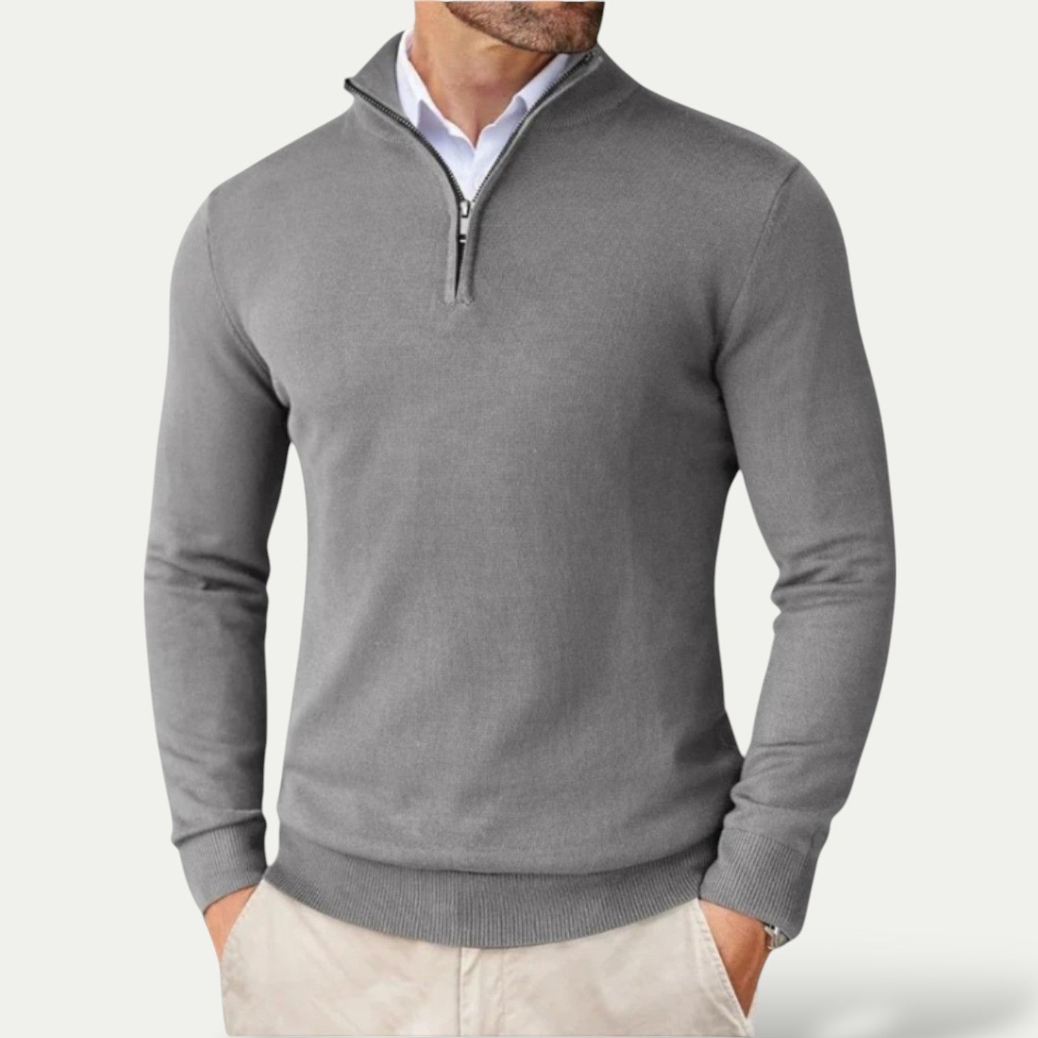 Men's Pullover with Zipper and Long Sleeves for Casual Style