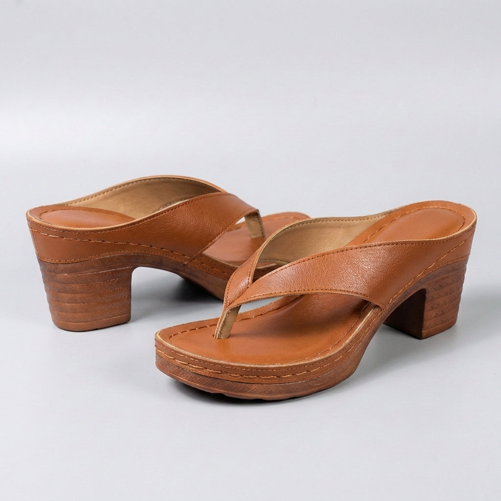 Block Heel Thong Platform Sandals for Women