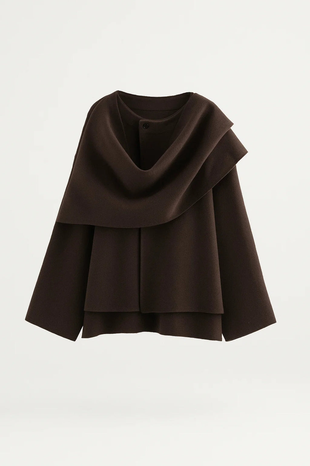 Oversized Poncho Sweater with High Collar