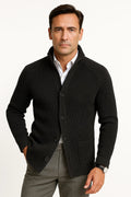 Knit Button Front Cardigan Sweater for Men | Synthetic Fiber Blend