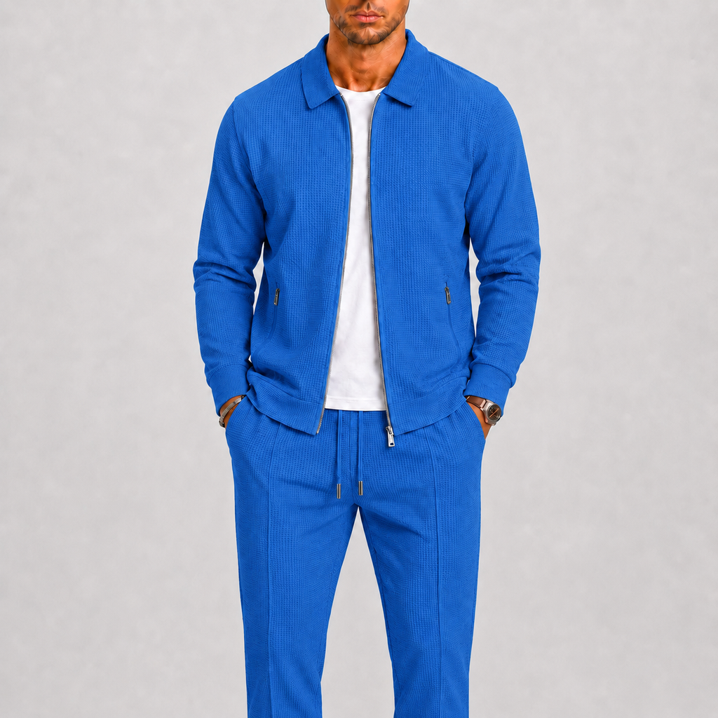 Zip Front Jacket and Pants Tracksuit Set for Men | Two Piece Set