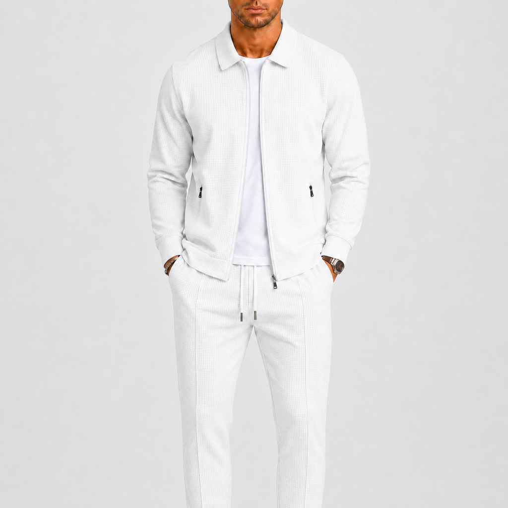 Zip Front Jacket and Pants Tracksuit Set for Men | Two Piece Set