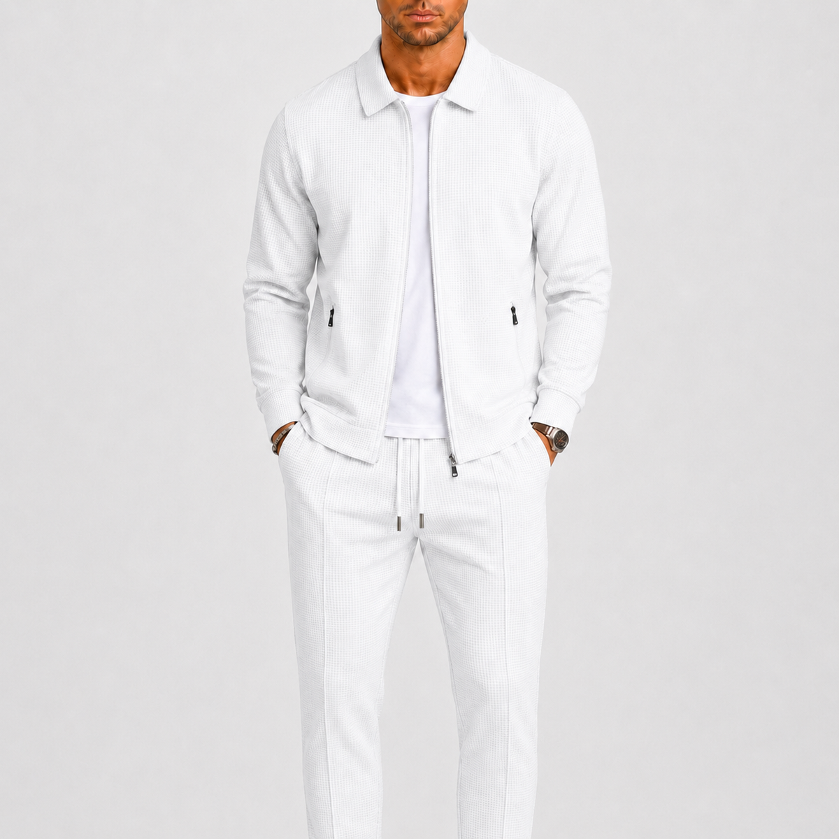 Zip Front Jacket and Pants Tracksuit Set for Men | Two Piece Set