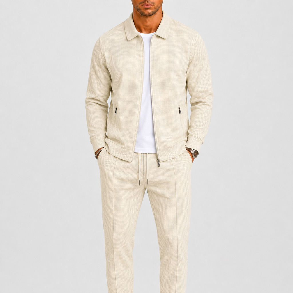Zip Front Jacket and Pants Tracksuit Set for Men | Two Piece Set