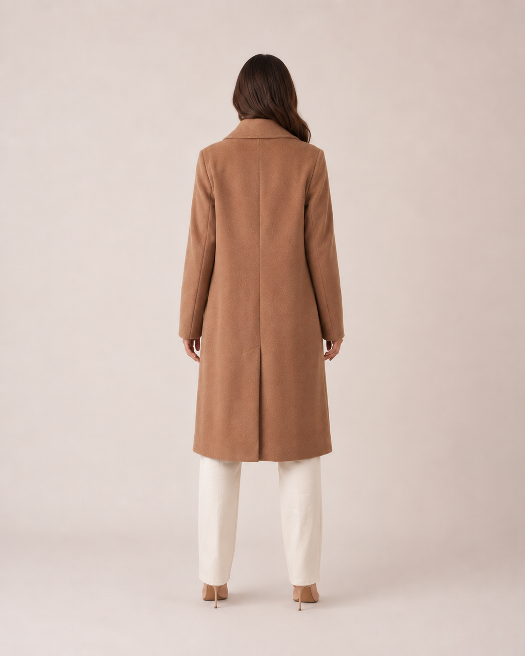 Thick Matte Double Breasted Knee Length Coat with Notch Lapel for Women
