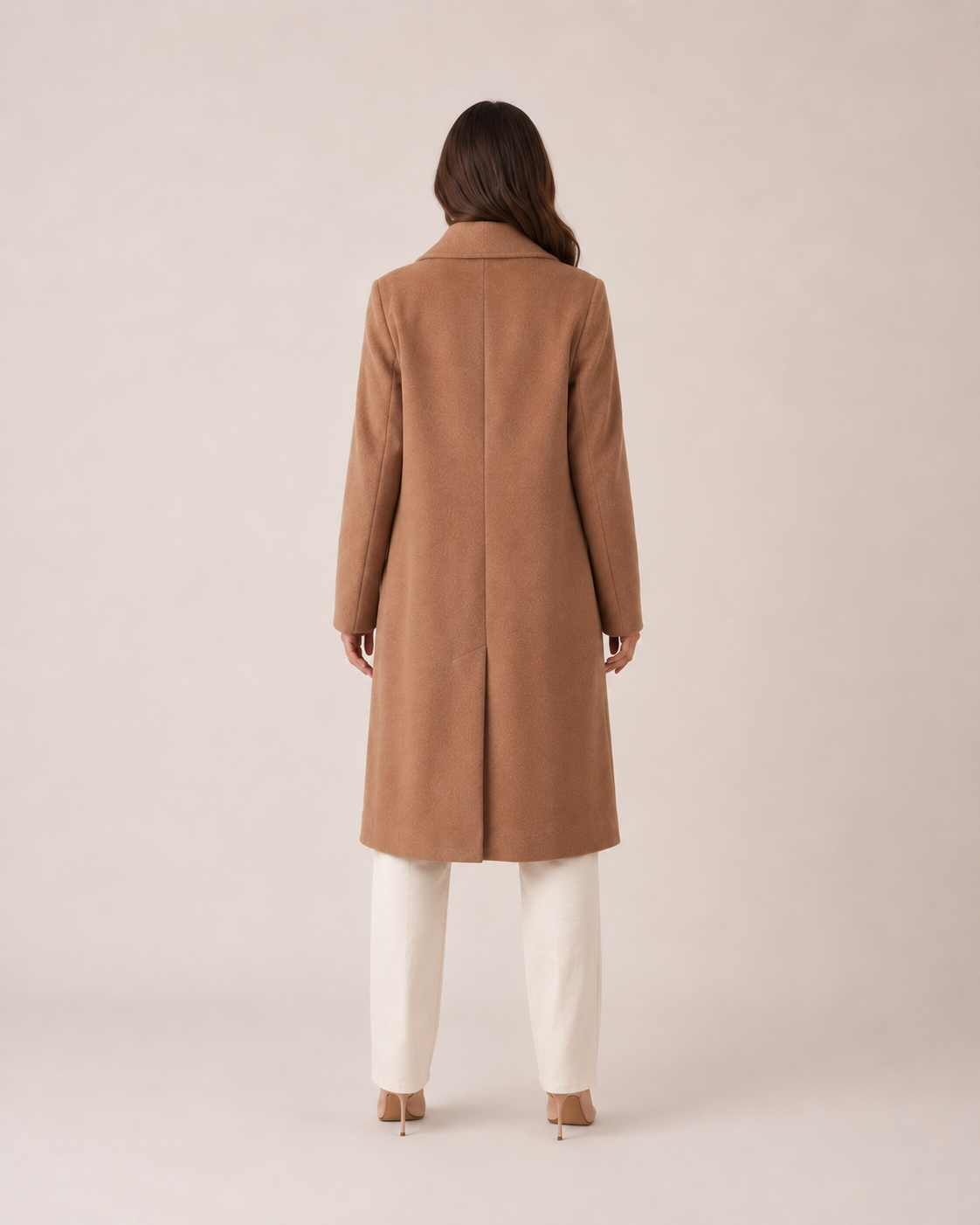 Thick Matte Double Breasted Knee Length Coat with Notch Lapel for Women