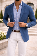 Knit Tailored Blazer with Notch Lapel for Men | Smart Casual Occasion Jacket