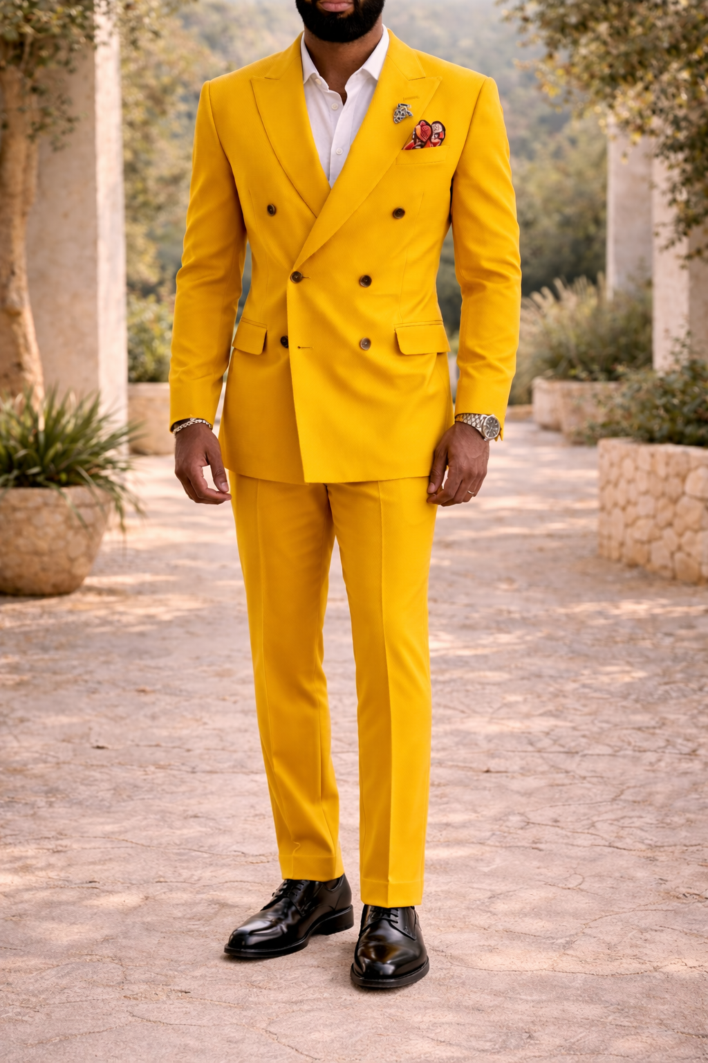 Double Breasted Tailored Two Piece Wedding Suit for Men | Formal Occasion Set