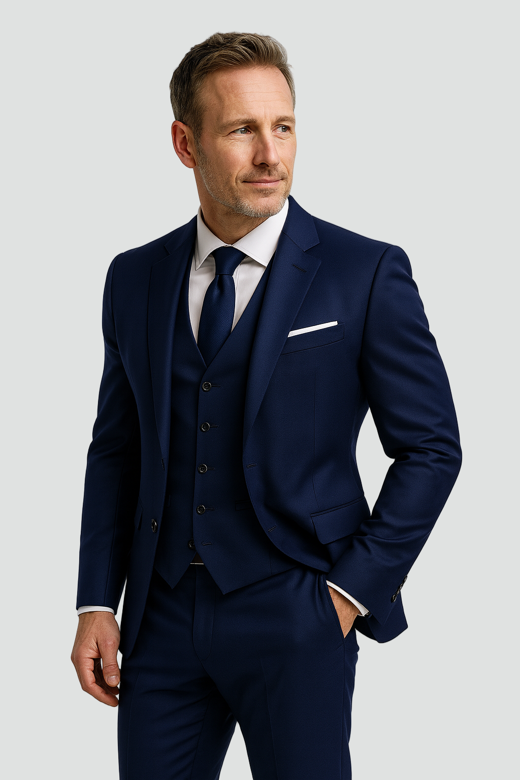 Slim Fit Three Piece Formal Suit and Vest Set for Men | Wedding Occasion Wear