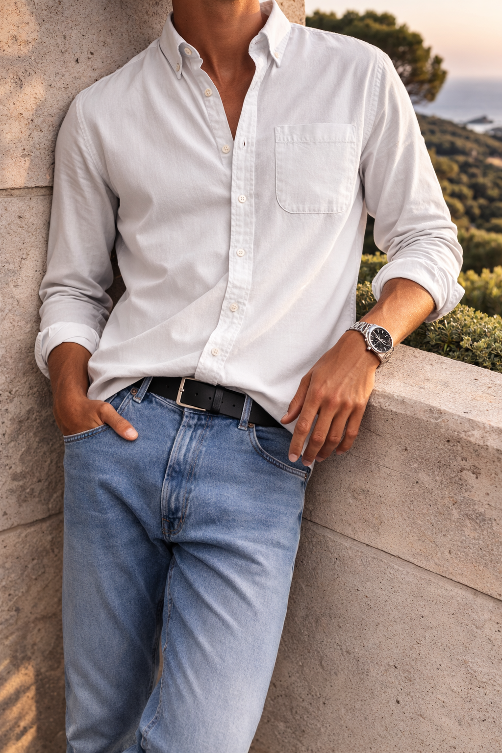Cotton Button Down Shirt with Chest Pocket for Men | Office and Weekend Wear