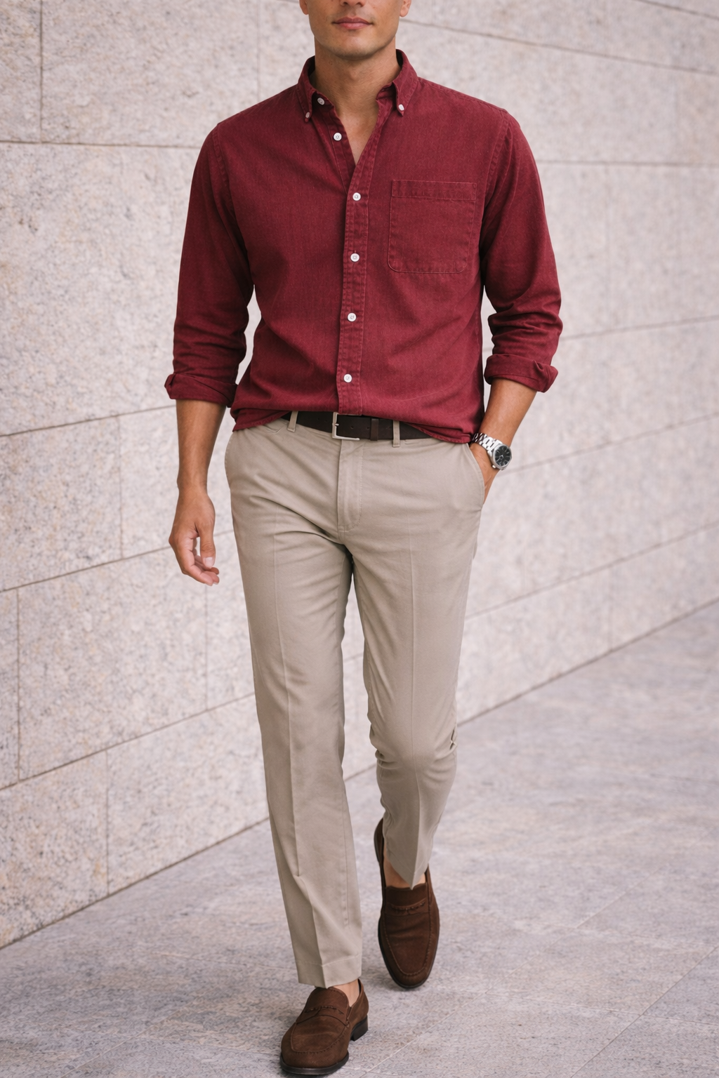 Cotton Button Down Shirt with Chest Pocket for Men | Office and Weekend Wear