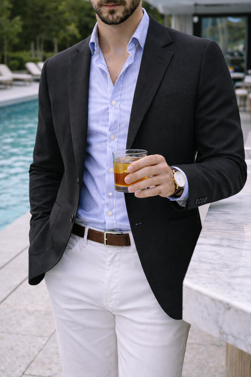 Knit Tailored Blazer with Notch Lapel for Men | Smart Casual Occasion Jacket