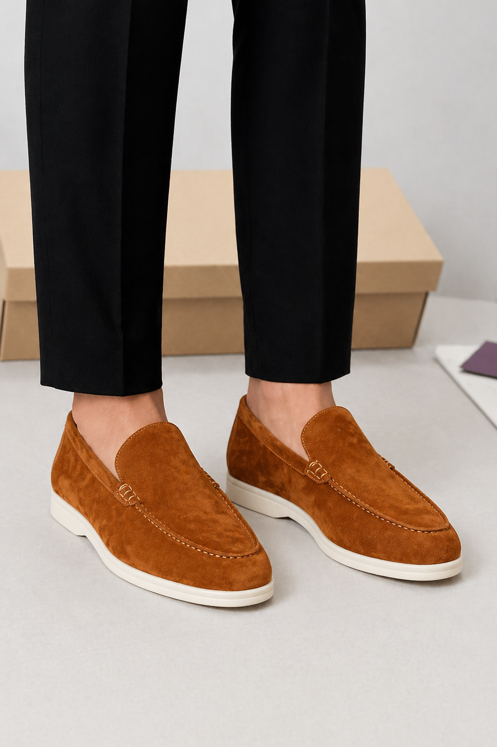 Suede Slip On Loafers with Rubber Sole for Men | Office and Casual Wear