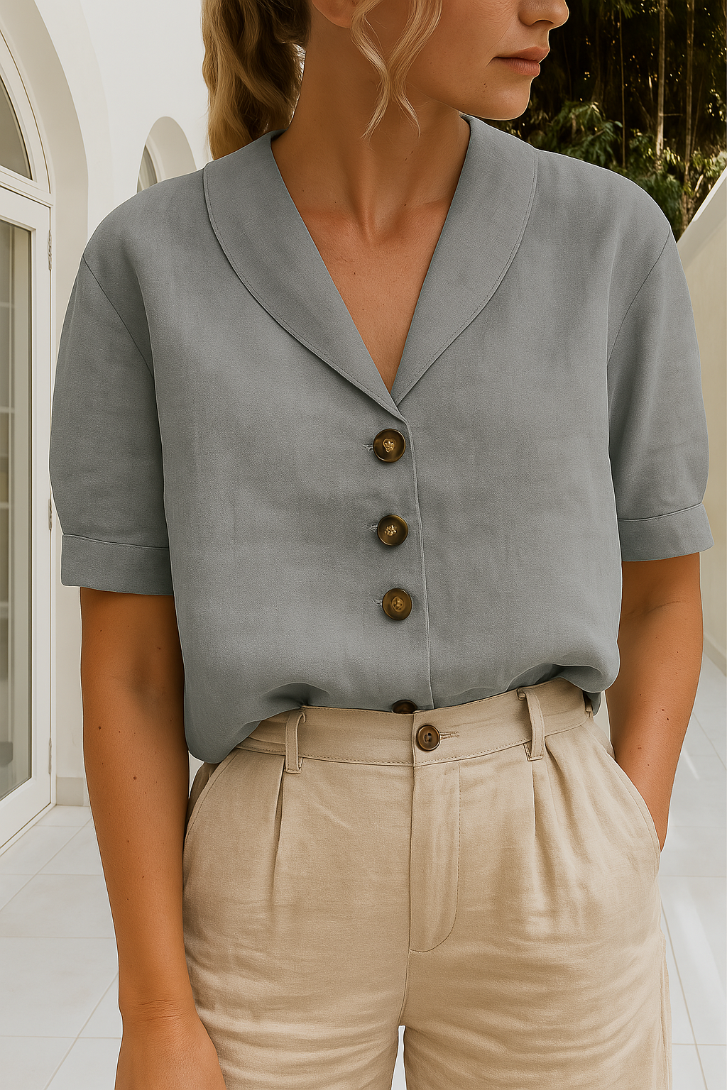 Wrap Neckline Blouse for Women