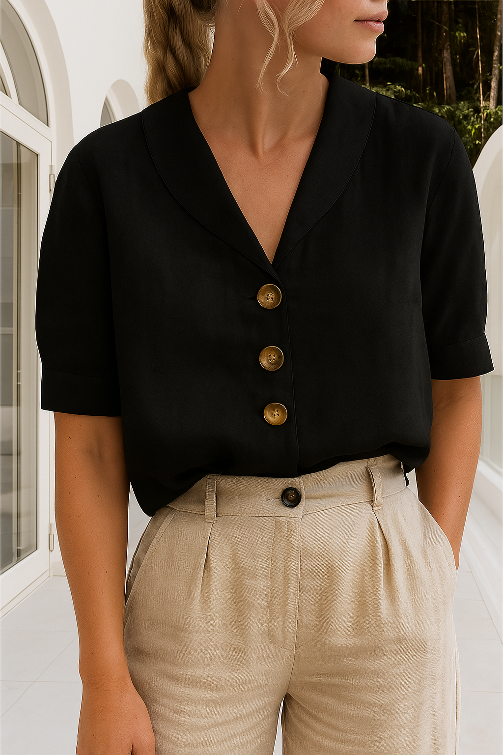 Wrap Neckline Blouse for Women