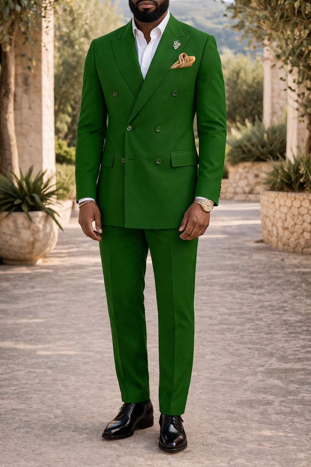 Double Breasted Tailored Two Piece Wedding Suit for Men | Formal Occasion Set