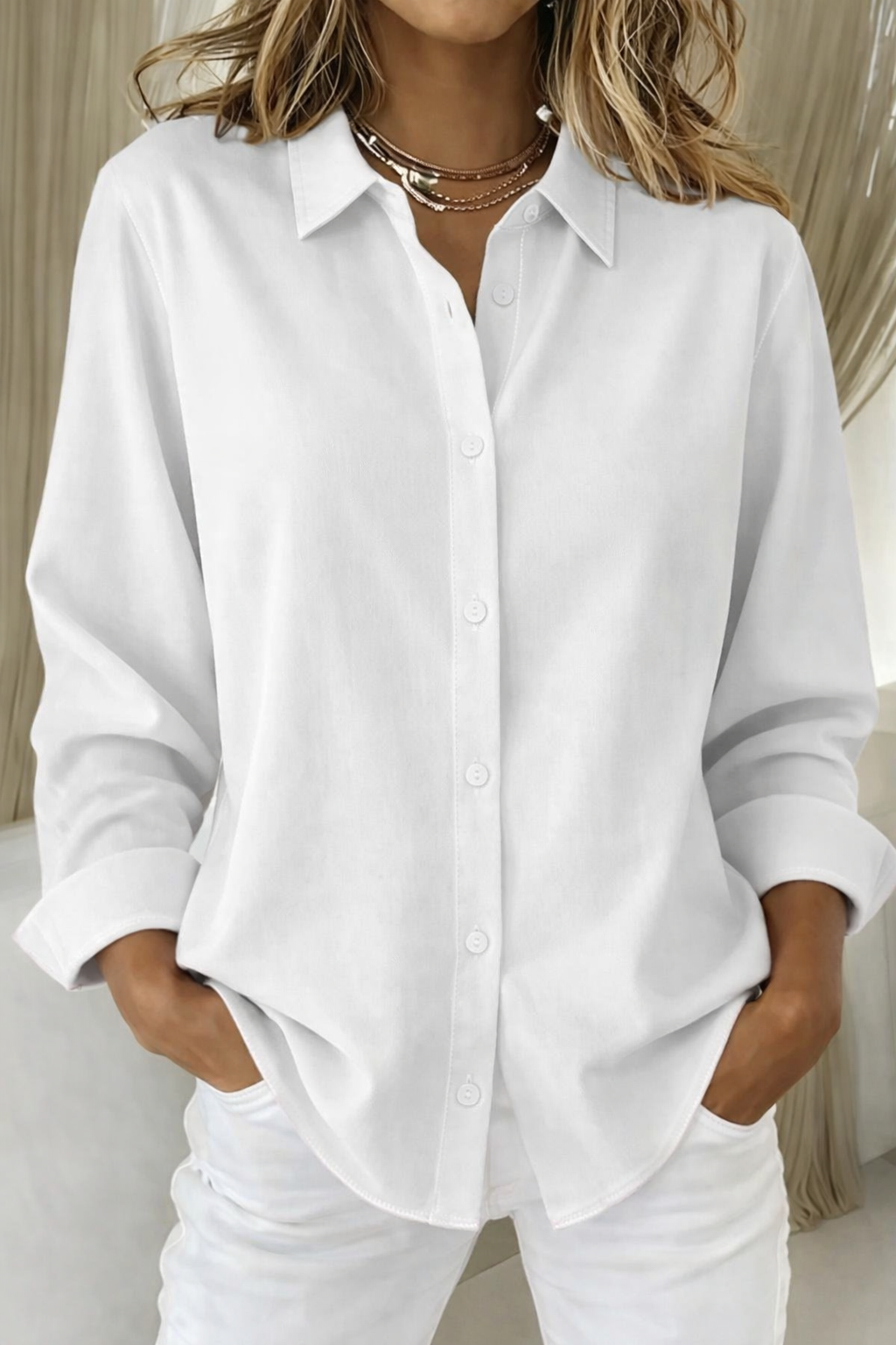 Button-Down Blouse for Women | Long Sleeve Lightweight Fit