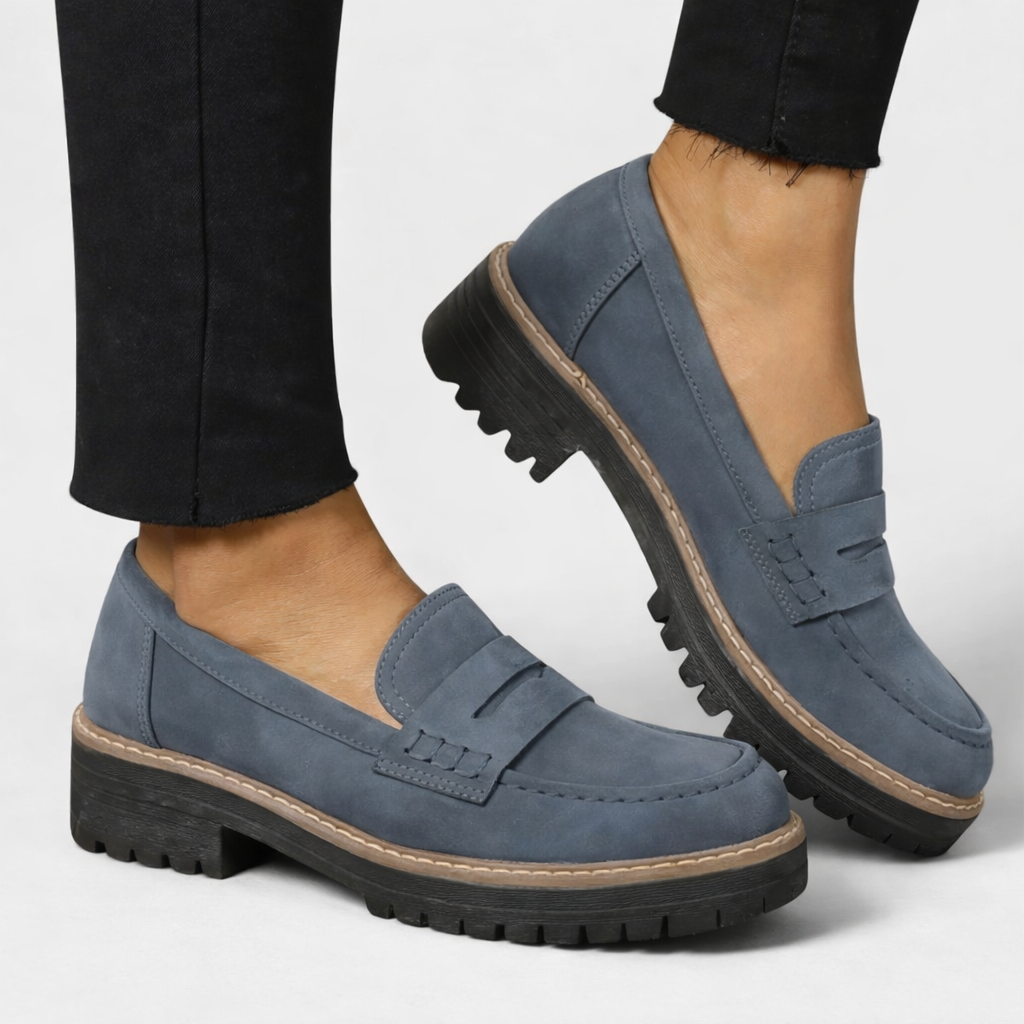 Black Cushioned Orthopedic Loafers for Women