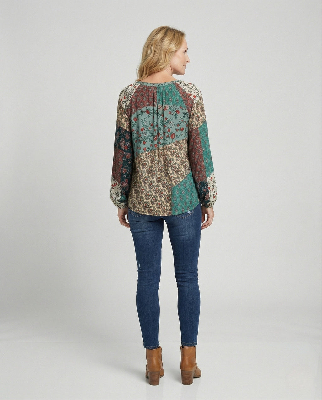 Patchwork Boho Blouse for Women | Relaxed Fit Lightweight Summer Top