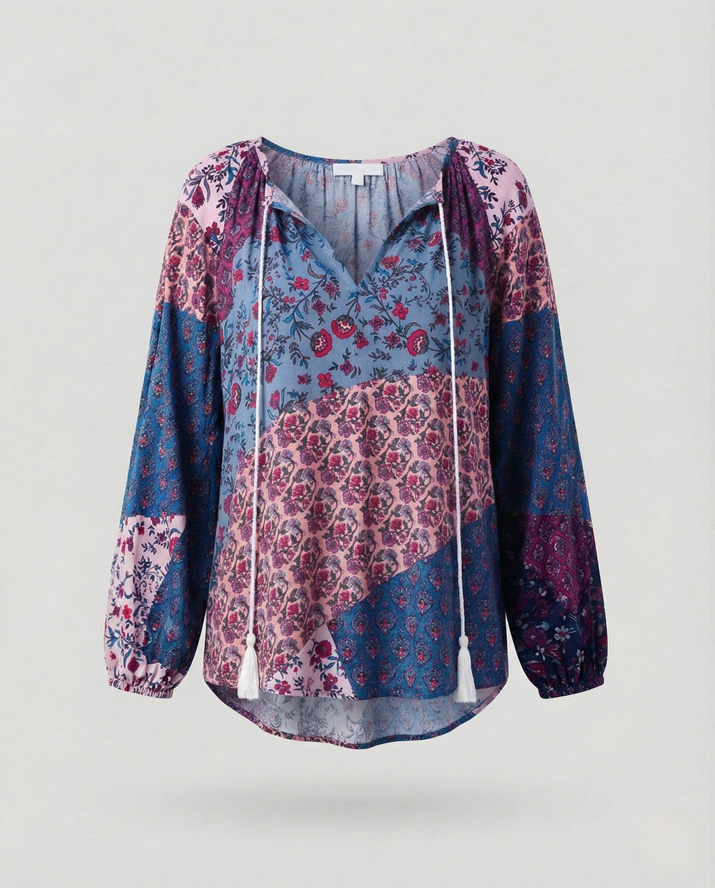 Patchwork Boho Blouse for Women | Relaxed Fit Lightweight Summer Top