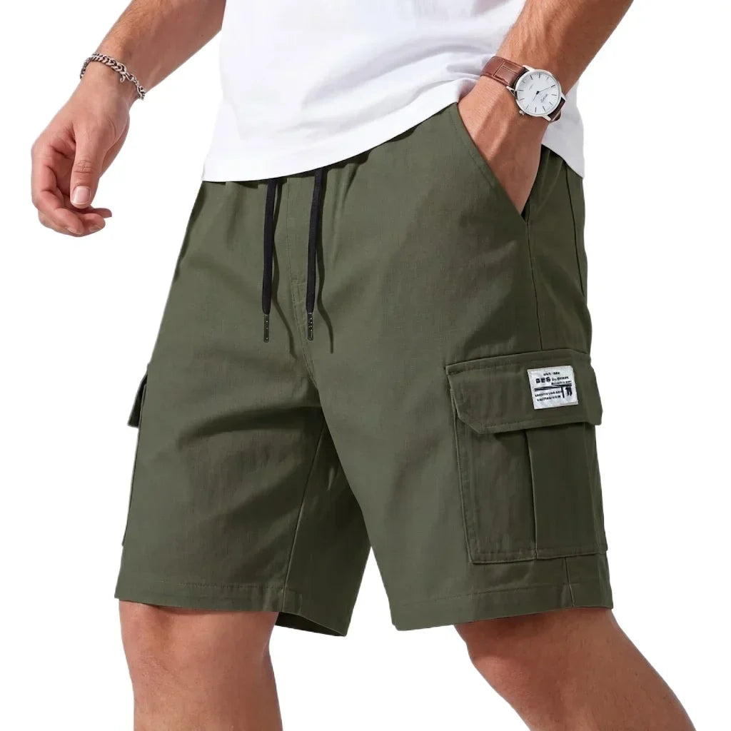 Men's Cargo Shorts with Elasticated Waist and Drawstring for Men