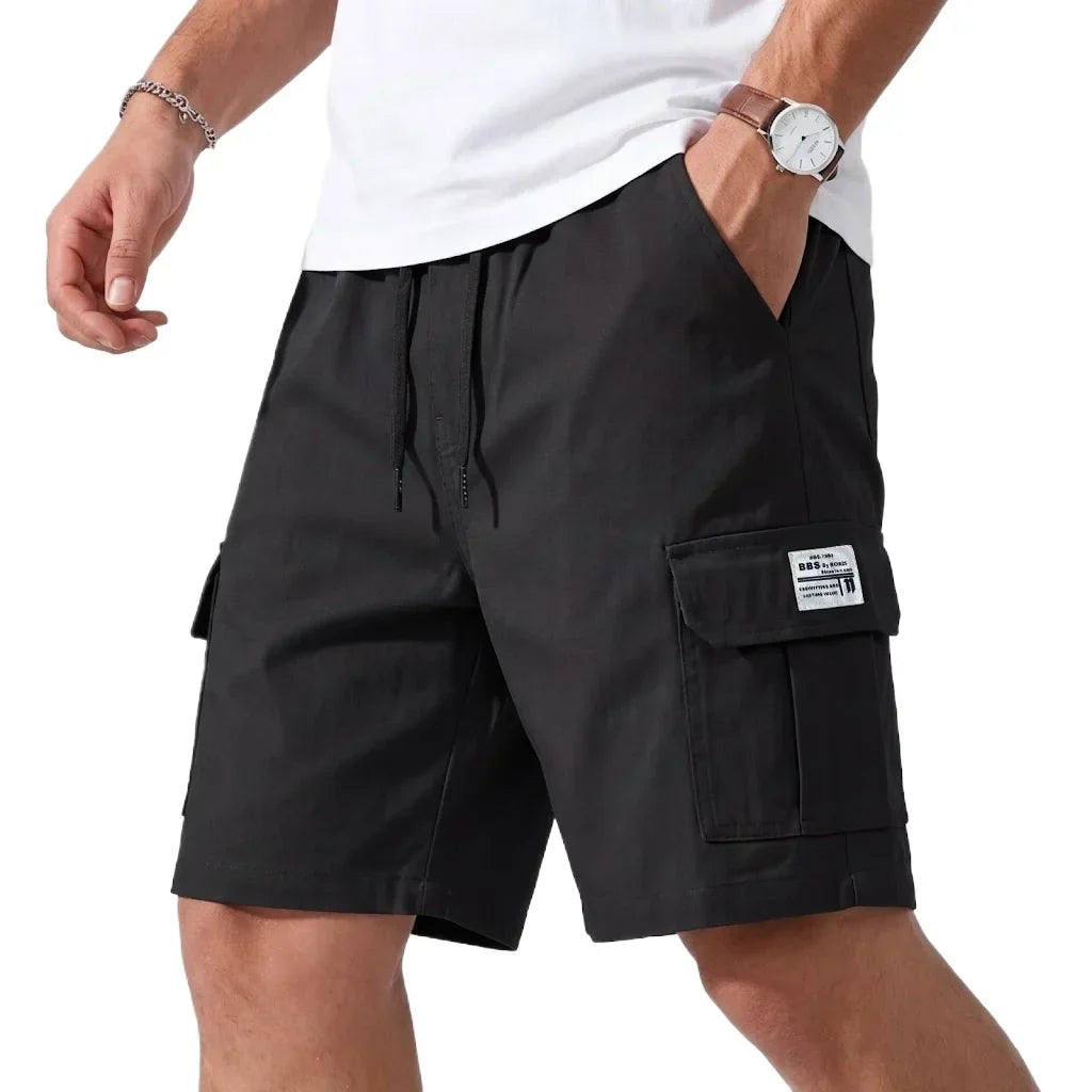 Men's Cargo Shorts with Elasticated Waist and Drawstring for Men