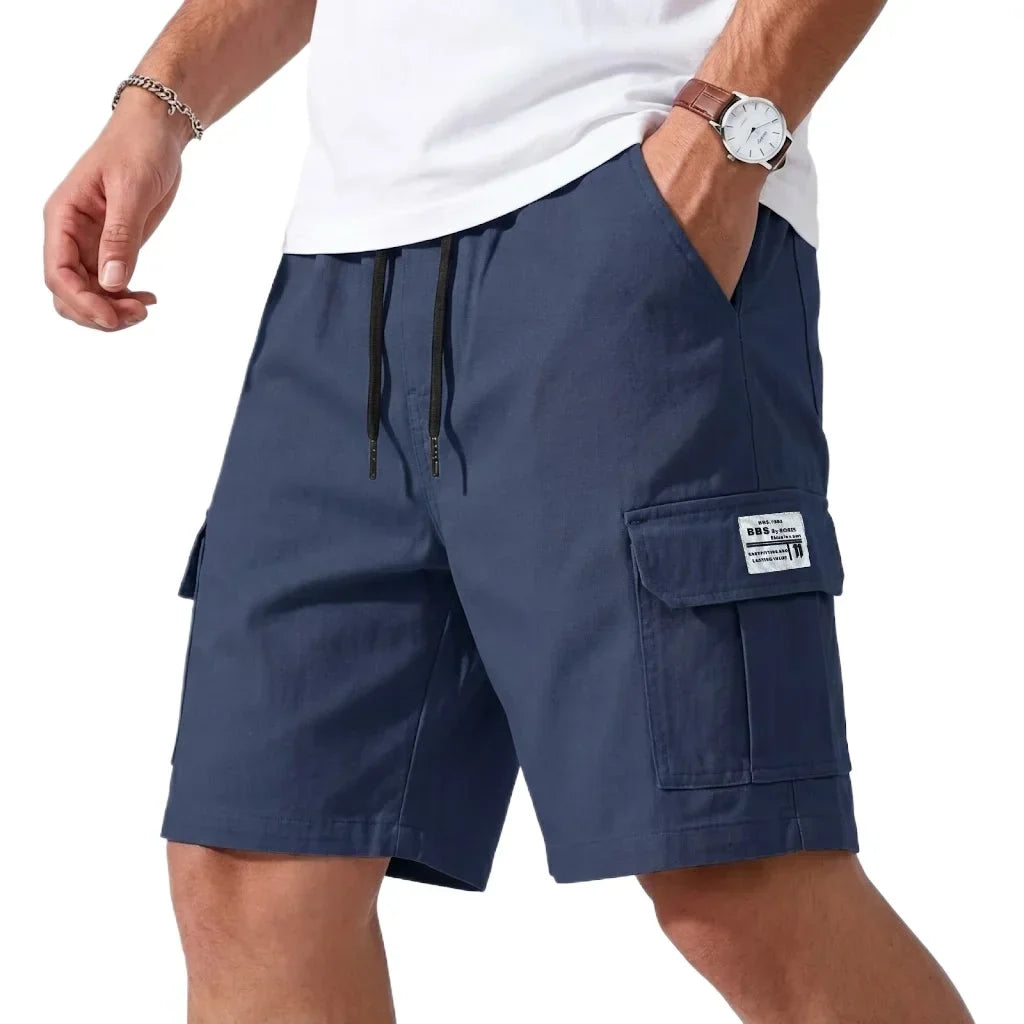 Men's Cargo Shorts with Elasticated Waist and Drawstring for Men