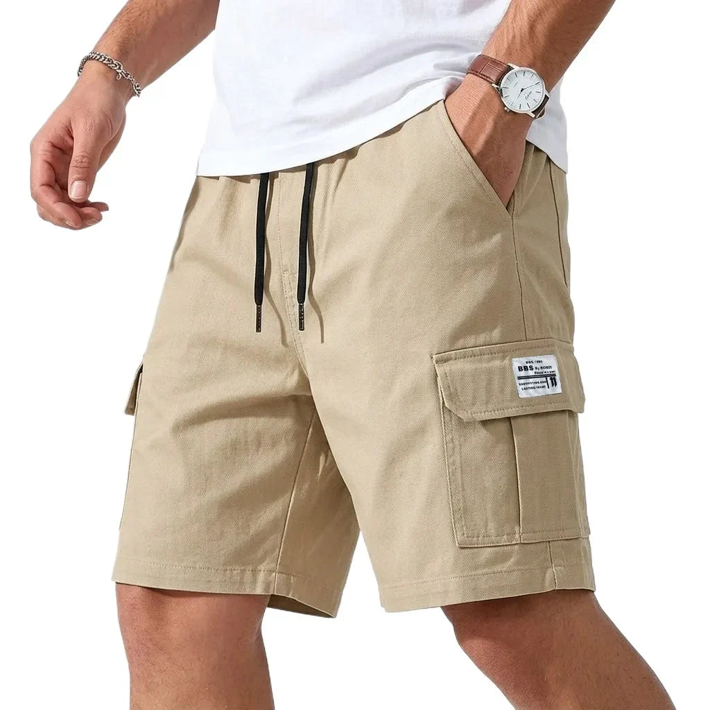 Men's Cargo Shorts with Elasticated Waist and Drawstring for Men
