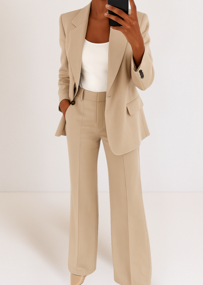 Blue Tailored Blazer and Straight Leg Pants Coord Set for Women | Office Wear