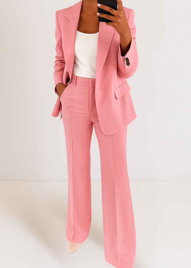 Blue Tailored Blazer and Straight Leg Pants Coord Set for Women | Office Wear