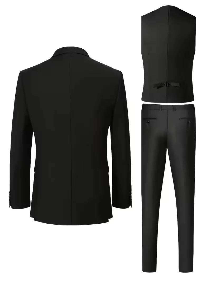 Slim Fit Three-Piece Suit for Men | Glossy Finish
